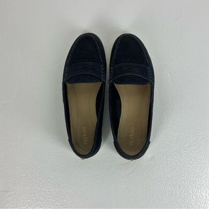 Nurture LAHN Suede Leather Loafers Leather Lining Navy Blue Size 8.5M EUC Brazil